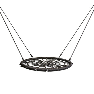 Black Large Nest Swing with woven round seat and hanging ropes