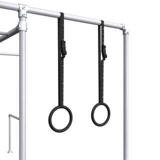 Funky Monkey Bars Gymnastic Rings on swing frame station.