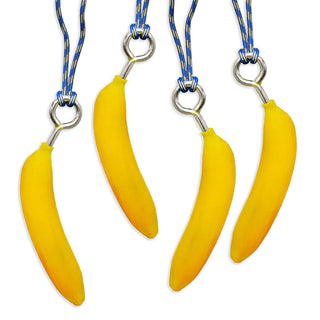 Four yellow Banana Ninja Grips with ropes for Funky Monkey Bars frames