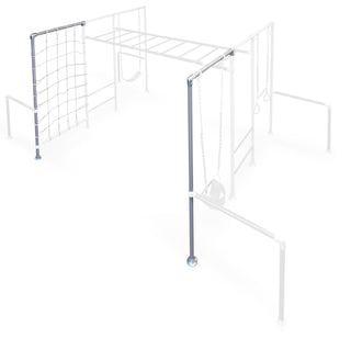 Single to Double Swing Frame Conversion shown on a Funky Monkey Bars frame