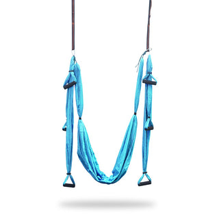 Blue Yoga Swing hammock with hanging straps and handles